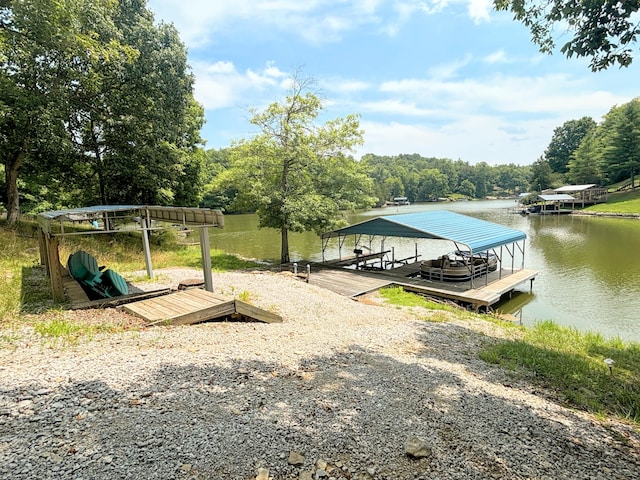 dock area featuring a water view