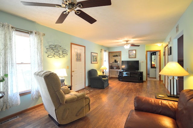 living room with hardwood / wood-style flooring