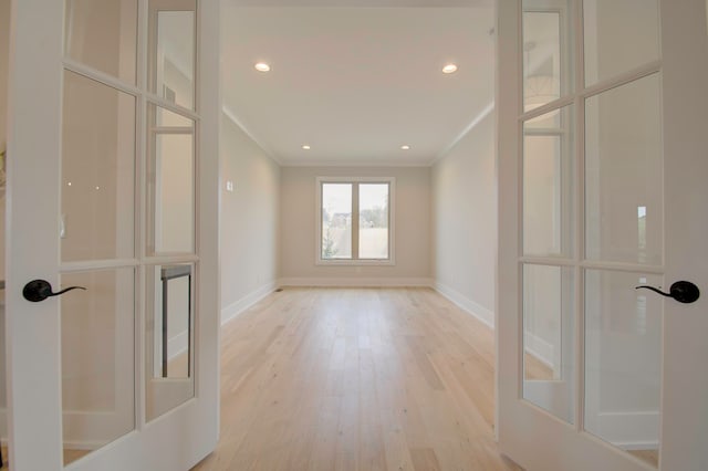 empty room with light wood-type flooring