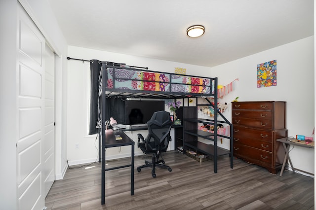 office space featuring hardwood / wood-style floors