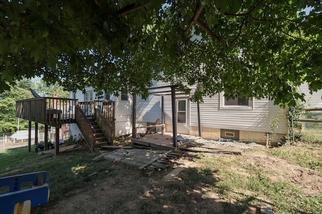 view of yard featuring a deck