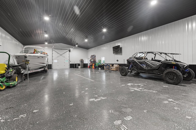 garage featuring metal wall