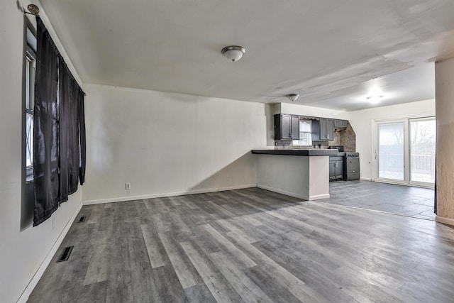 unfurnished living room featuring light wood-type flooring