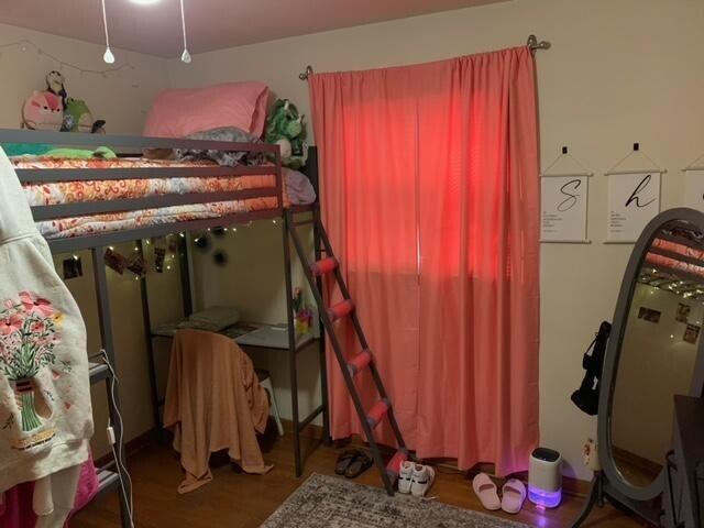 bedroom featuring wood-type flooring