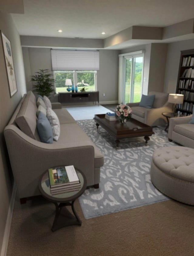 carpeted living room with plenty of natural light