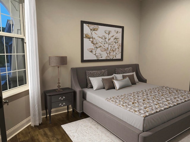 bedroom featuring dark wood-type flooring