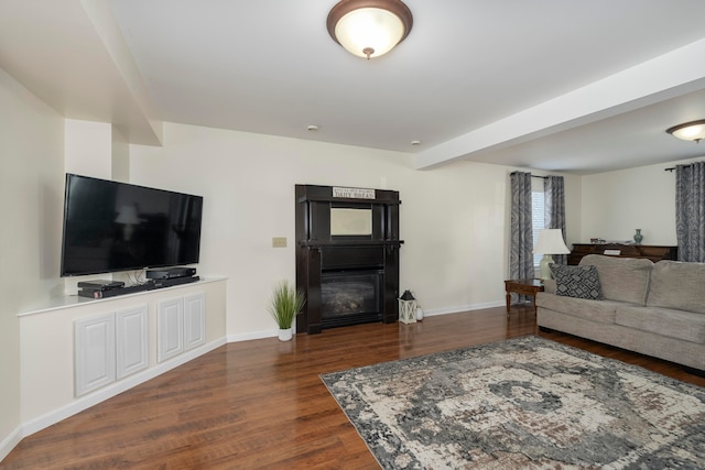 living room featuring dark hardwood / wood-style floors