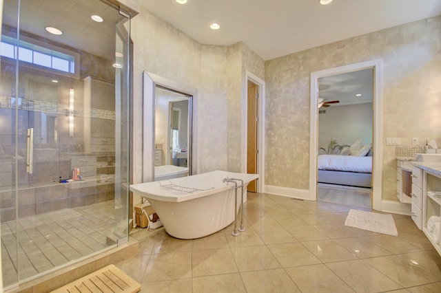 bathroom featuring tile patterned flooring and a bathing tub