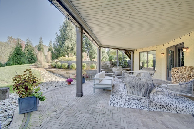 view of patio featuring outdoor lounge area