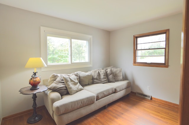 living room with hardwood / wood-style floors