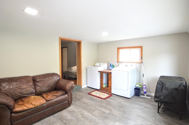 washroom featuring washer and dryer