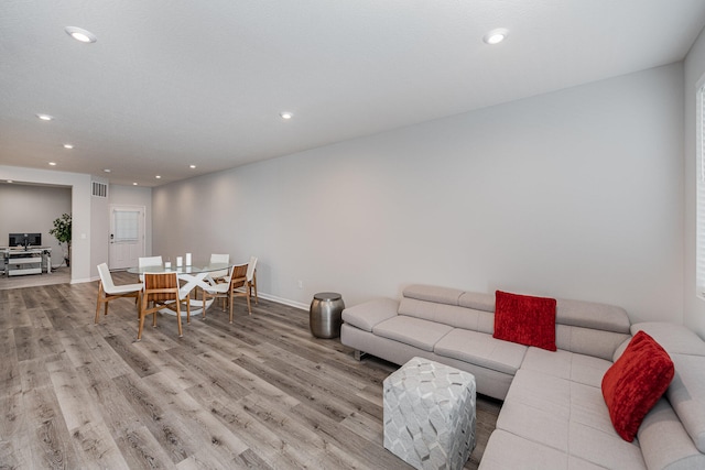 living room featuring light hardwood / wood-style flooring