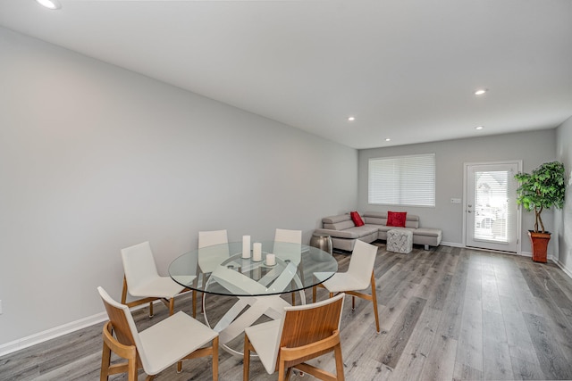 dining space featuring light hardwood / wood-style flooring