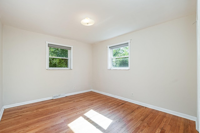 empty room featuring a wealth of natural light and light wood-type flooring