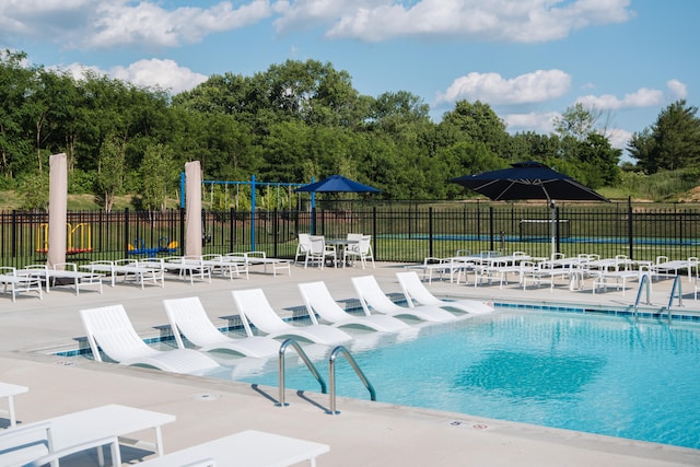 view of pool with a patio