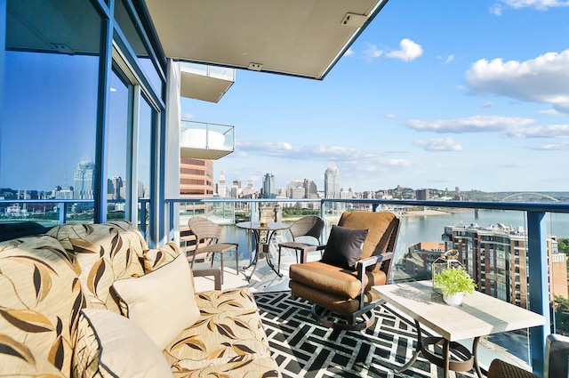 balcony with a water view