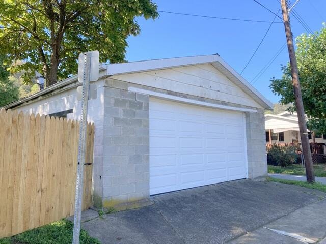 garage with wooden walls