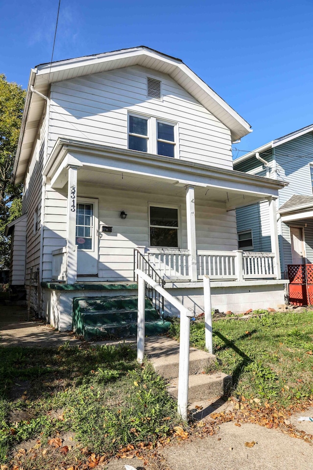 view of front facade featuring covered porch