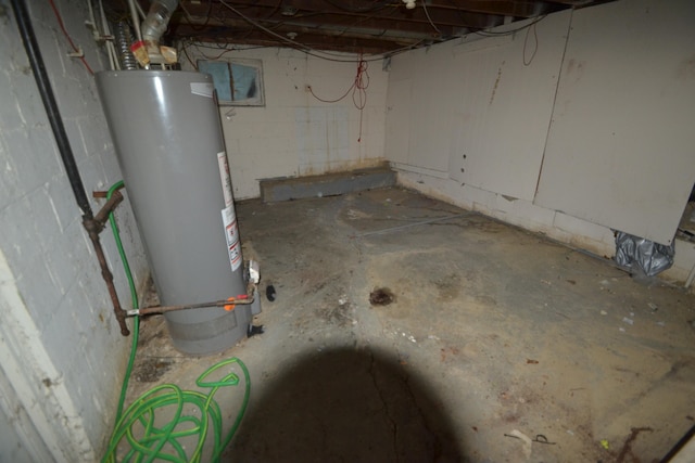 basement with gas water heater