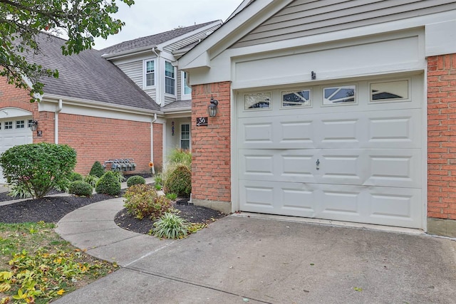 exterior space featuring a garage