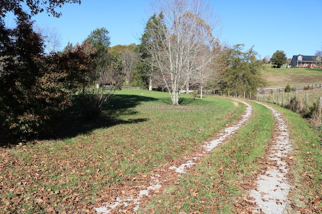 view of yard with a rural view