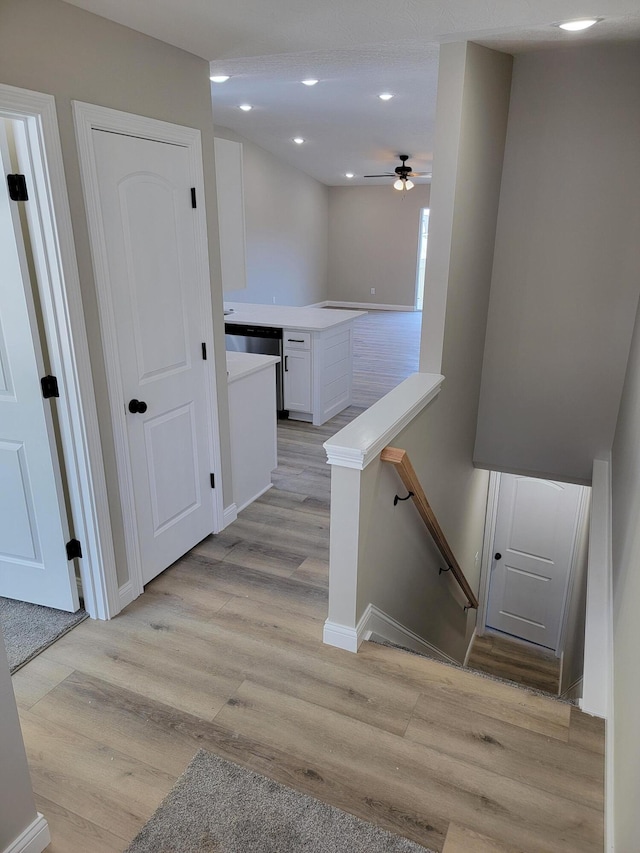 hallway featuring light wood-type flooring