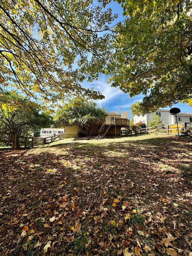 view of yard with a deck