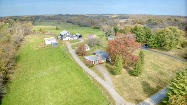 drone / aerial view featuring a rural view