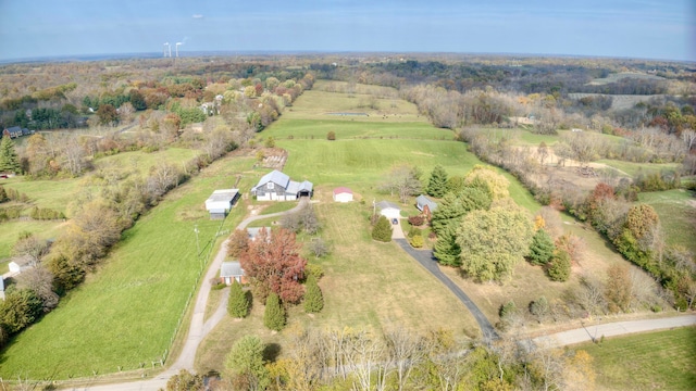 drone / aerial view featuring a rural view