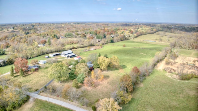 bird's eye view with a rural view