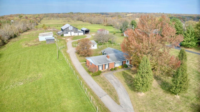 drone / aerial view with a rural view