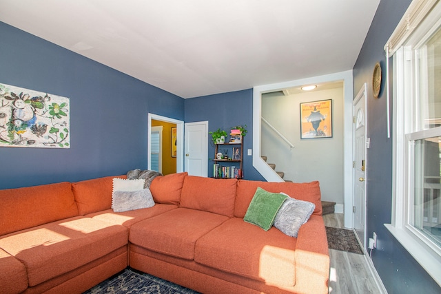 living room featuring hardwood / wood-style flooring