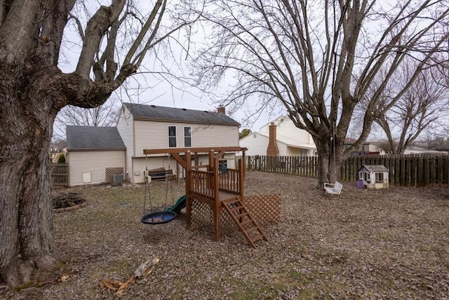 view of play area with fence