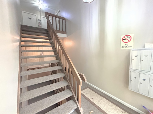 stairs with a mail area