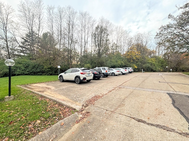 view of car parking with a lawn