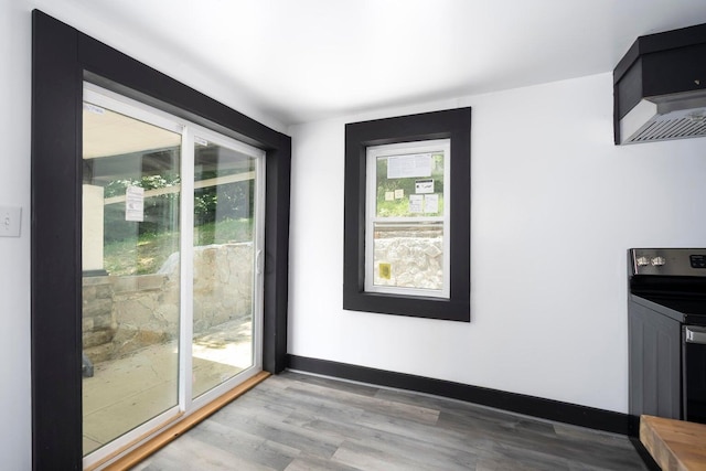 doorway featuring light hardwood / wood-style floors