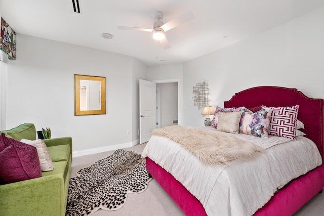 bedroom with carpet and ceiling fan