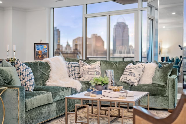 living room with hardwood / wood-style floors