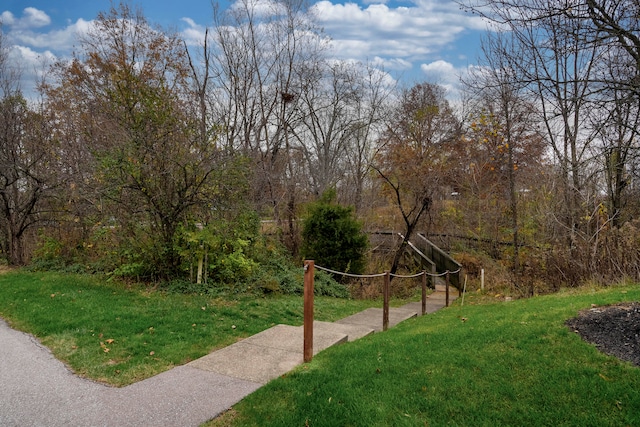 view of property's community featuring a lawn