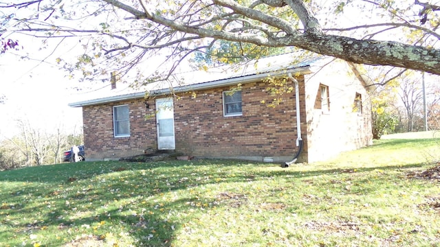 3655 Squiresville Rd, Owenton, KY 40359 - ranch-style home featuring brick siding, a front yard, and crawl space
