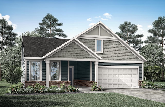 view of front facade featuring a garage and a front lawn