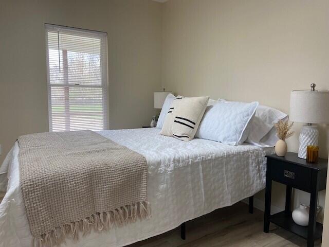 bedroom featuring light hardwood / wood-style flooring