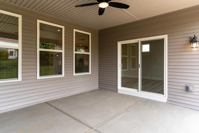 view of patio / terrace featuring a ceiling fan