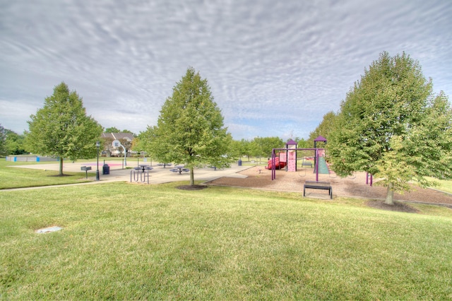 communal playground with a lawn