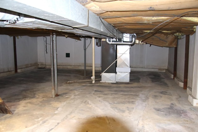 basement with heating unit