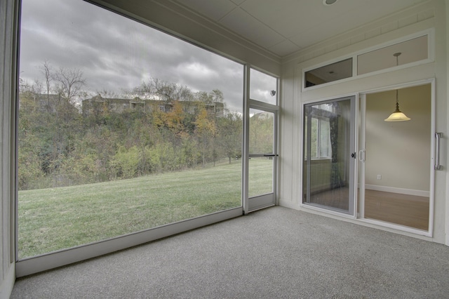 view of unfurnished sunroom