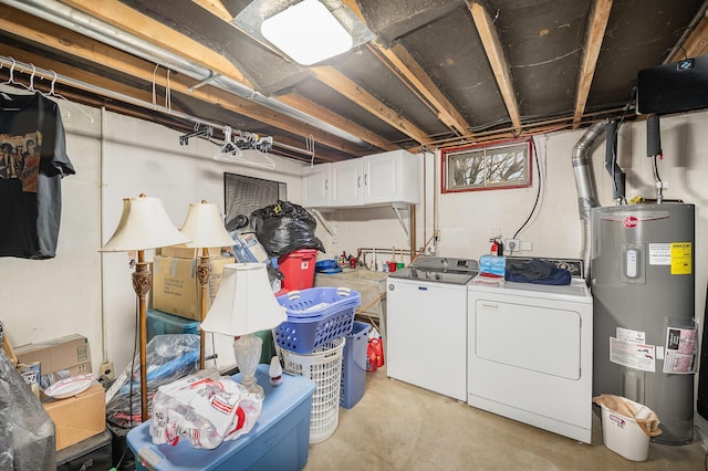 laundry area featuring washer and clothes dryer and water heater