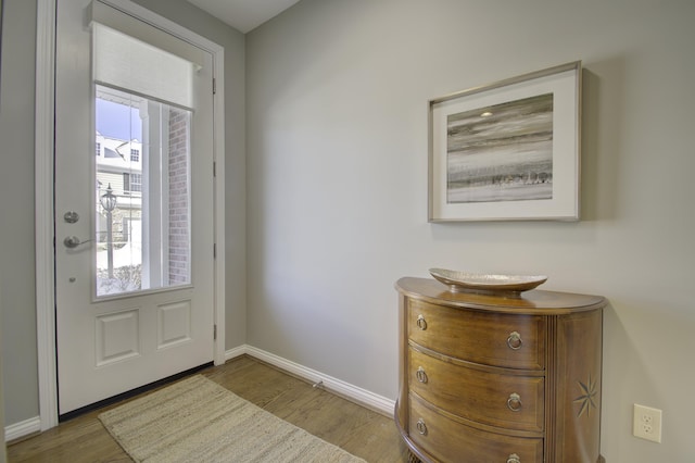 foyer with light wood-type flooring