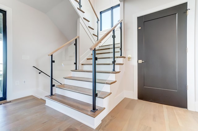 foyer entrance featuring light wood-type flooring