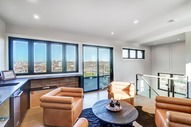 living room featuring light hardwood / wood-style flooring